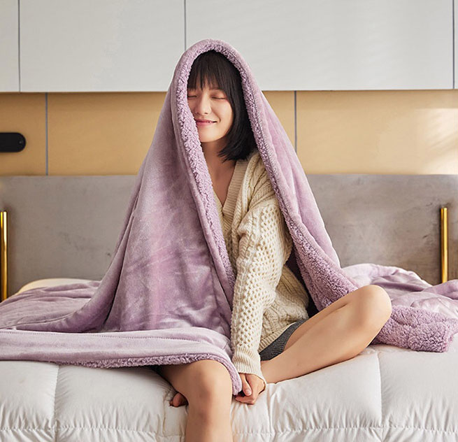 양털 양모 포근한 극세사 침대이불 캠핑 차량 차박 담요
